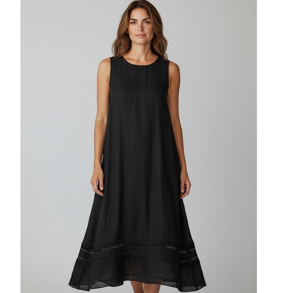 Linen DKNY Casual Dress 6 Sleeveless Tank quiet luxury minimalist sundress black